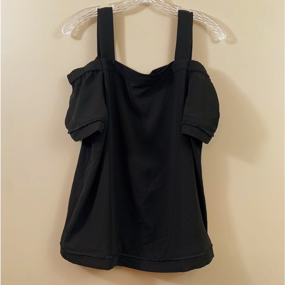 Bar lll Cold Shoulder Short Sleeve Black Top